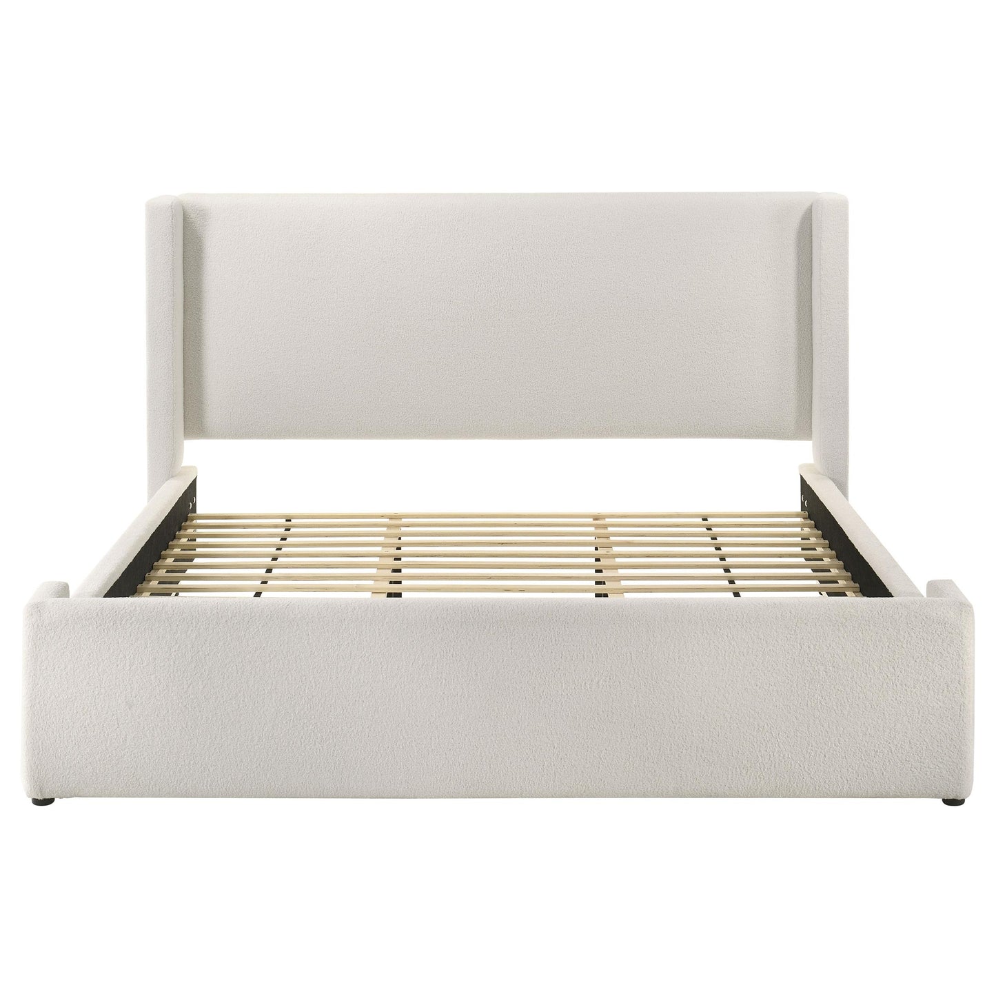 Coaster Furniture Alamosa 310078KE Boucle Upholstered Eastern King Platform Bed - White IMAGE 3