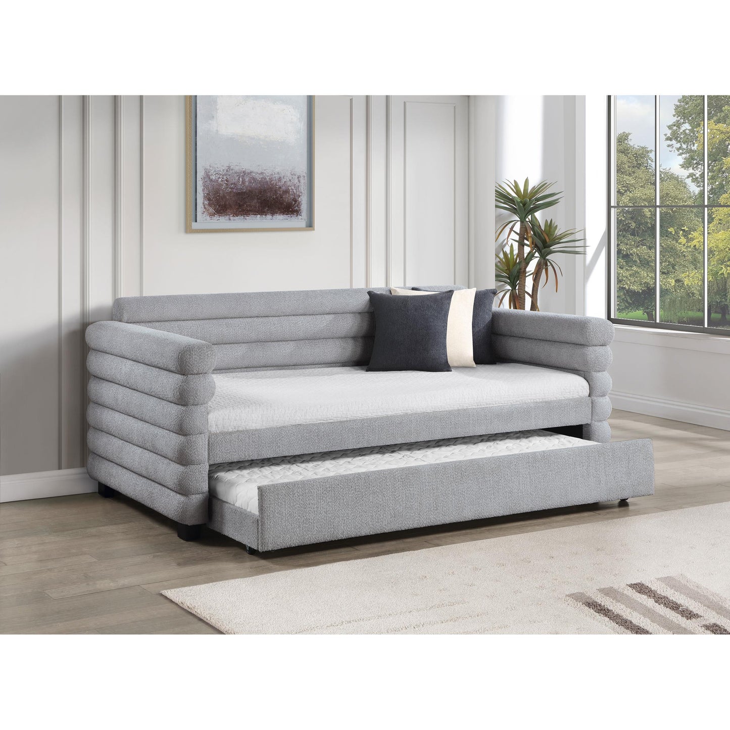 Coaster Furniture Patricia 300718 Boucle Upholstered Twin Day Bed with Trundle - Grey IMAGE 9