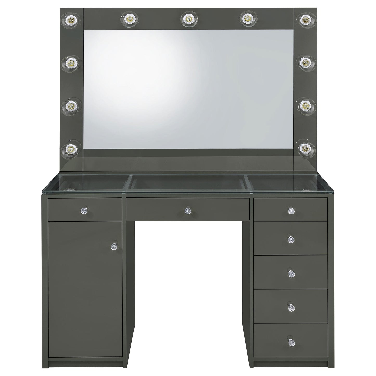 Coaster Furniture Acena 931145 7-Drawer Vanity Set with Lighting - Grey High Gloss IMAGE 3