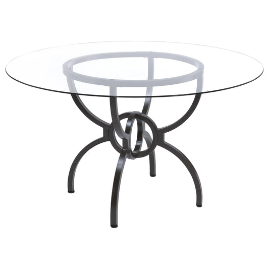 Coaster Furniture Aviano 108291BG Round 48-inch Glass Top Metal Dining Table - Gunmetal IMAGE 1