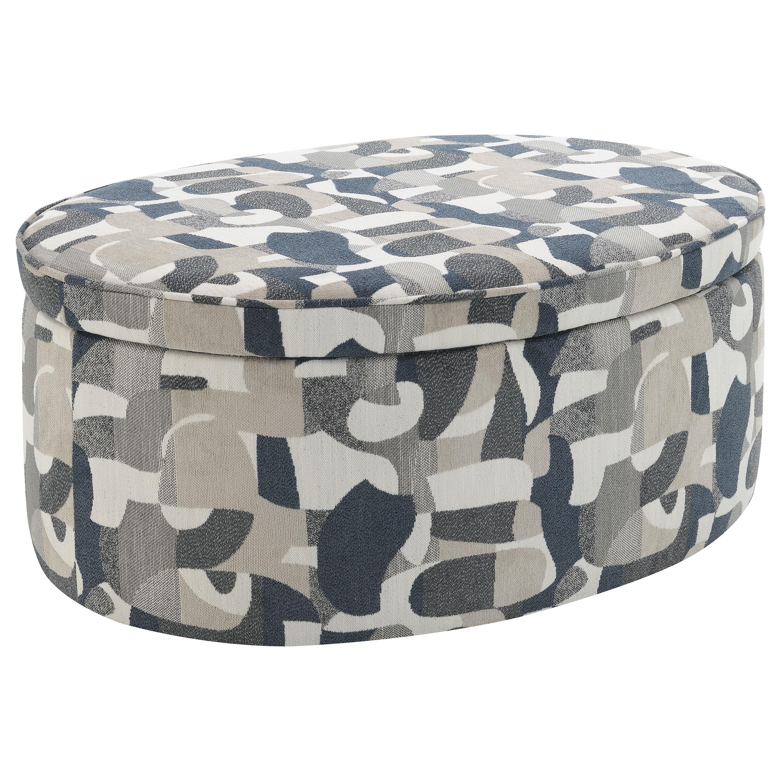 Coaster Furniture Tomkins 509674 Oval Upholstered Storage Ottoman - Indigo Blue IMAGE 1