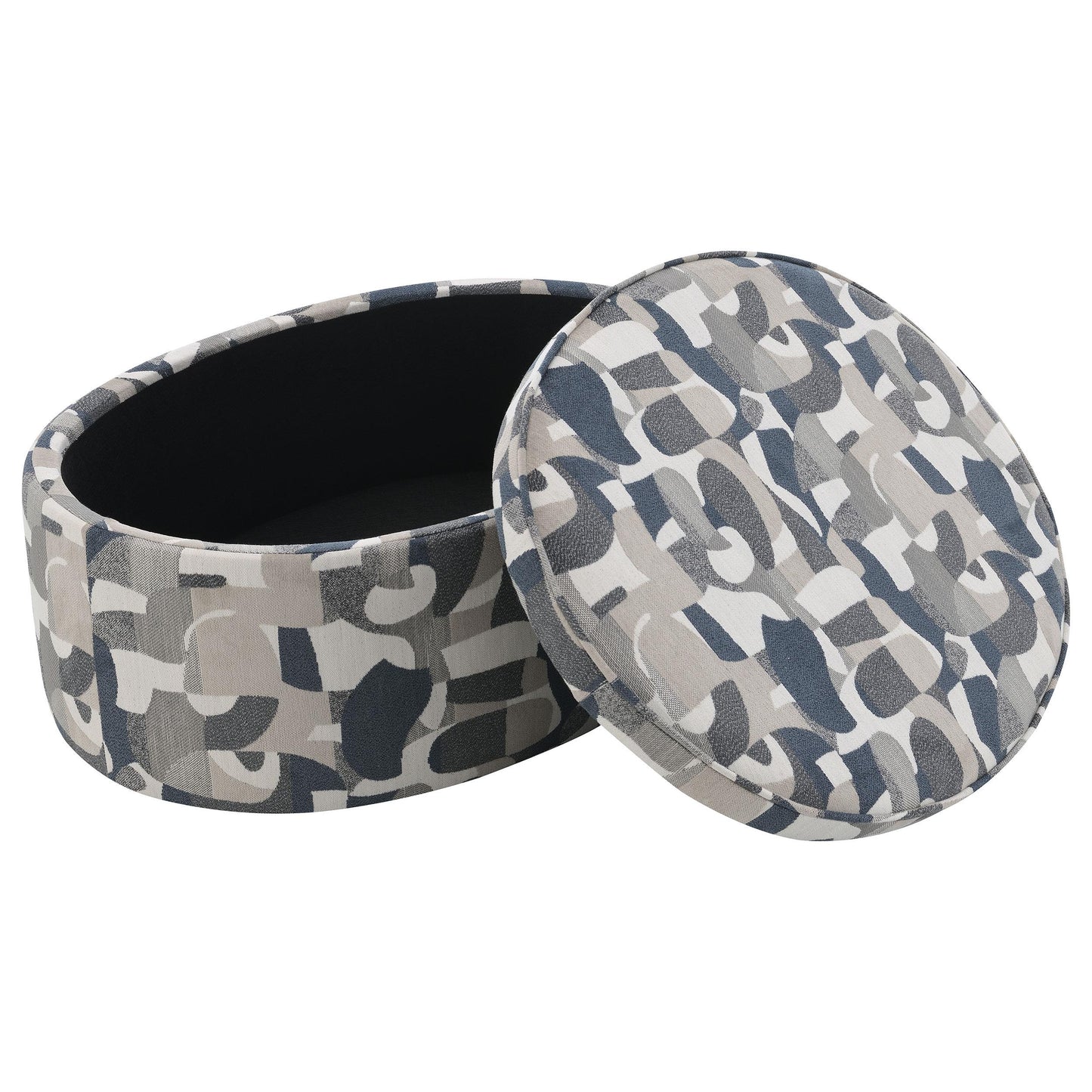 Coaster Furniture Tomkins 509674 Oval Upholstered Storage Ottoman - Indigo Blue IMAGE 2