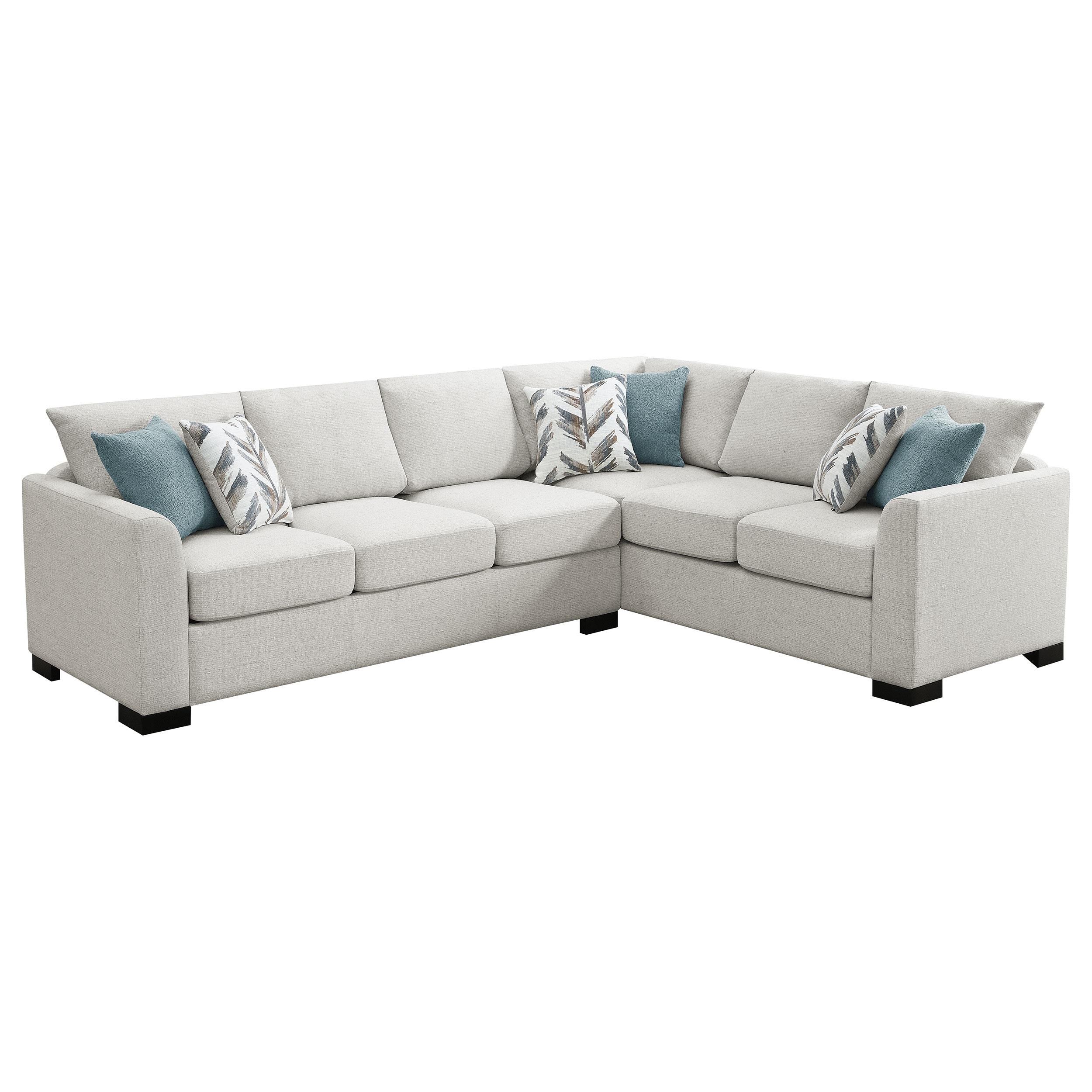 Coaster Furniture Ashford 500818 Chenille Upholstered Sleeper Sectional Sofa - Greige IMAGE 1