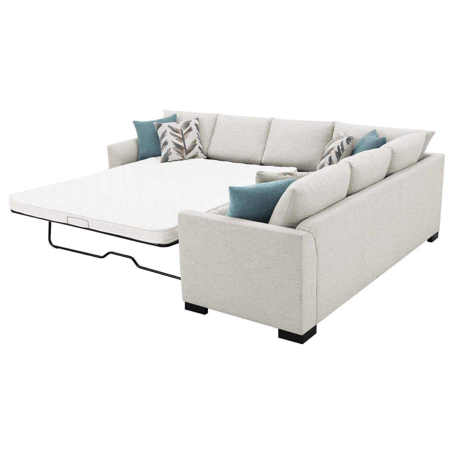 Coaster Furniture Ashford 500818 Chenille Upholstered Sleeper Sectional Sofa - Greige IMAGE 5