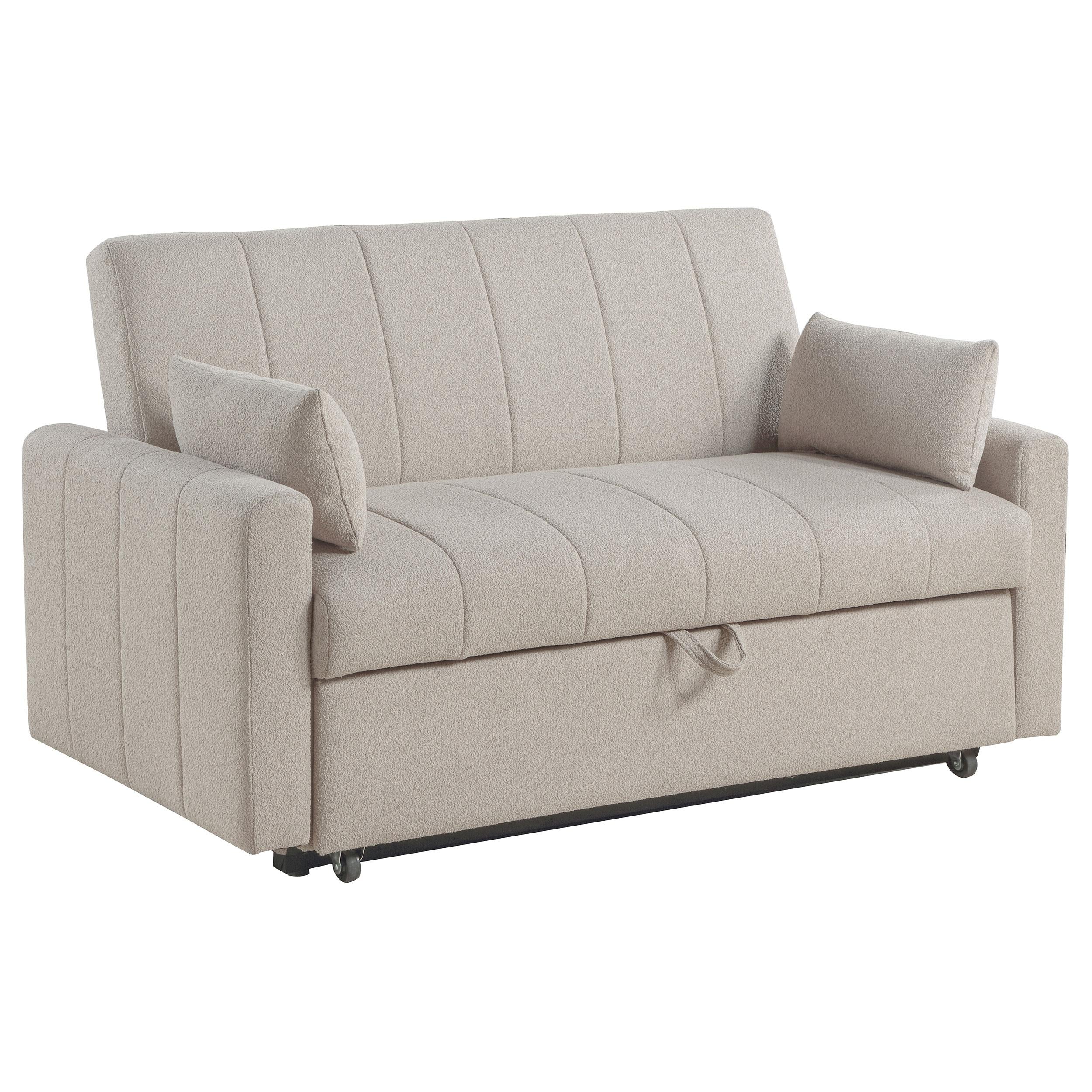 Coaster Furniture Portland 350142 Boucle Upholstered Sleeper Sofa Bed - Latte IMAGE 1