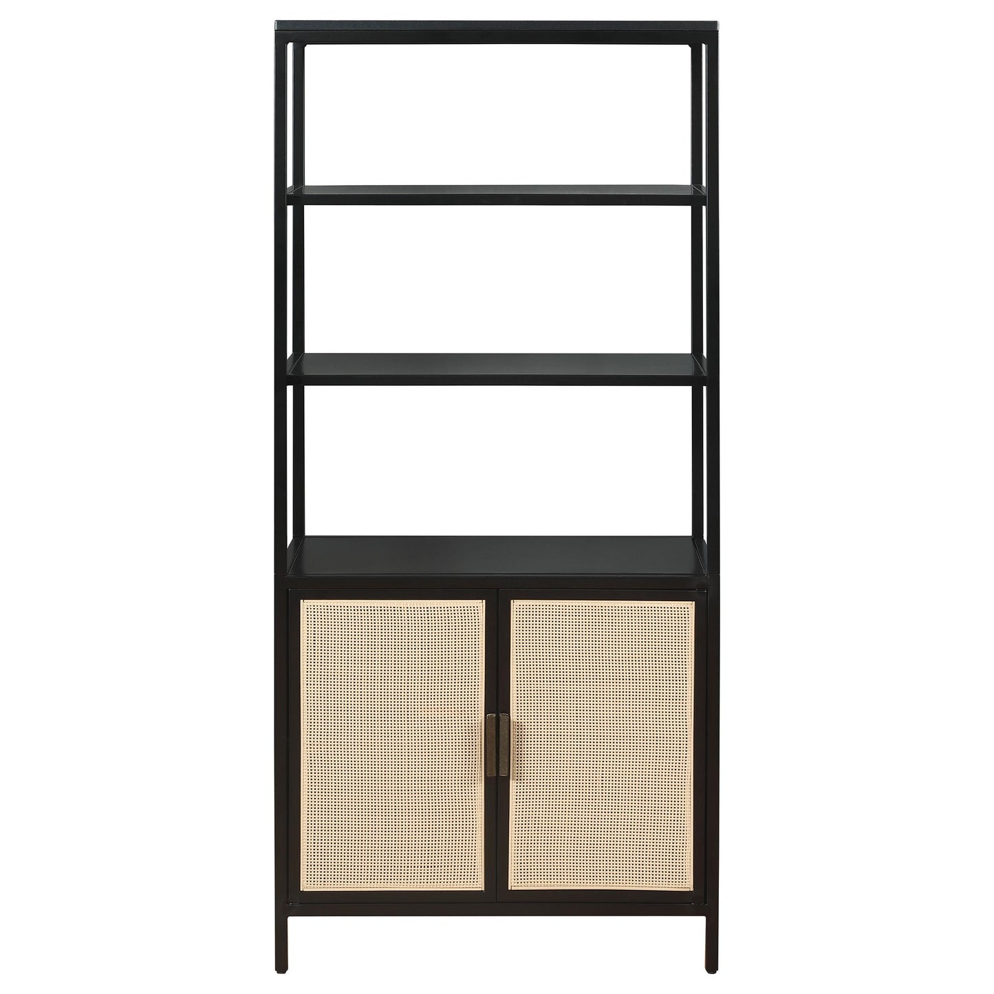 Coaster Furniture Amherst 961651 3-shelf Radio Weave Cane Metal Accent Cabinet - Black IMAGE 2