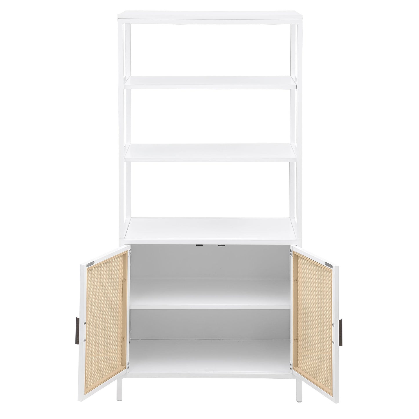 Coaster Furniture Amherst 961652 3-shelf Radio Weave Cane Metal Accent Cabinet - White IMAGE 3
