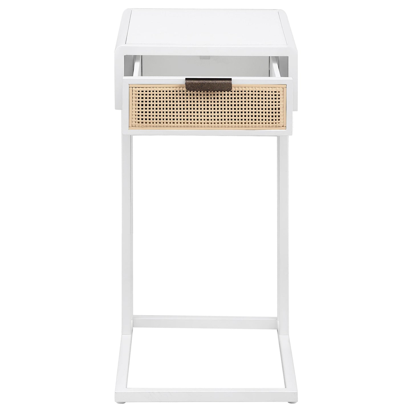 Coaster Furniture Amherst 931632 1-Drawer Radio Weave Cane Metal Side Table - White IMAGE 3