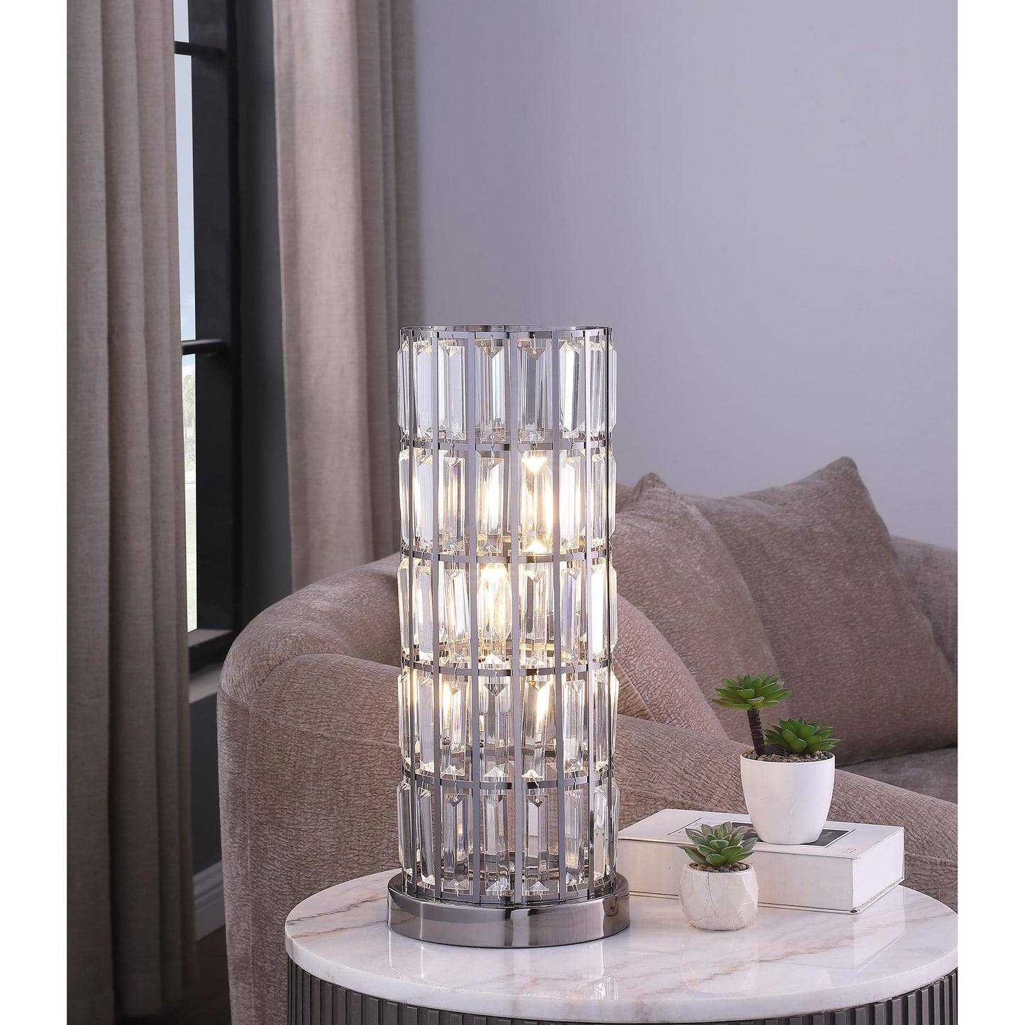 Coaster Furniture Wanda 920234 20-inch Crystal Shade Bedside Table Lamp - Black IMAGE 2