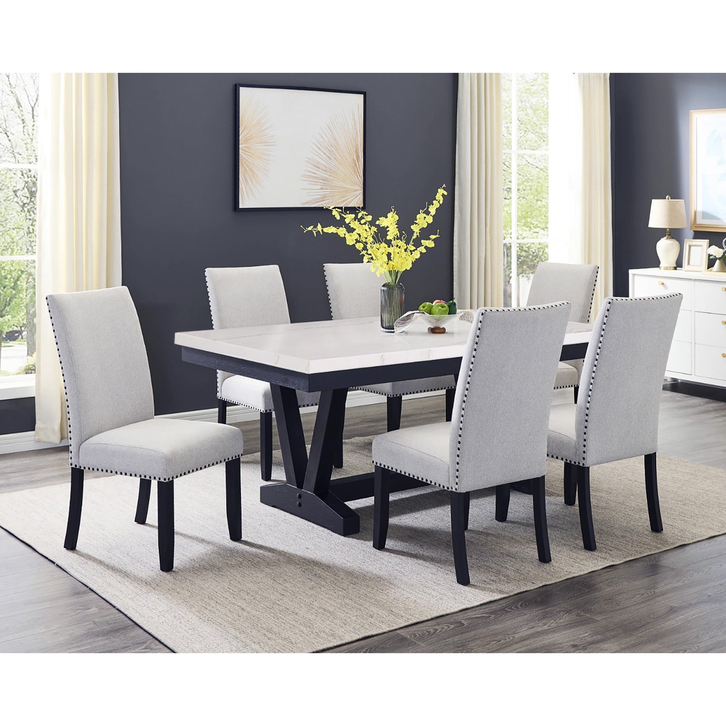 Crown Mark Varley 1320T-4272 Genuine Marble Dining Table IMAGE 10