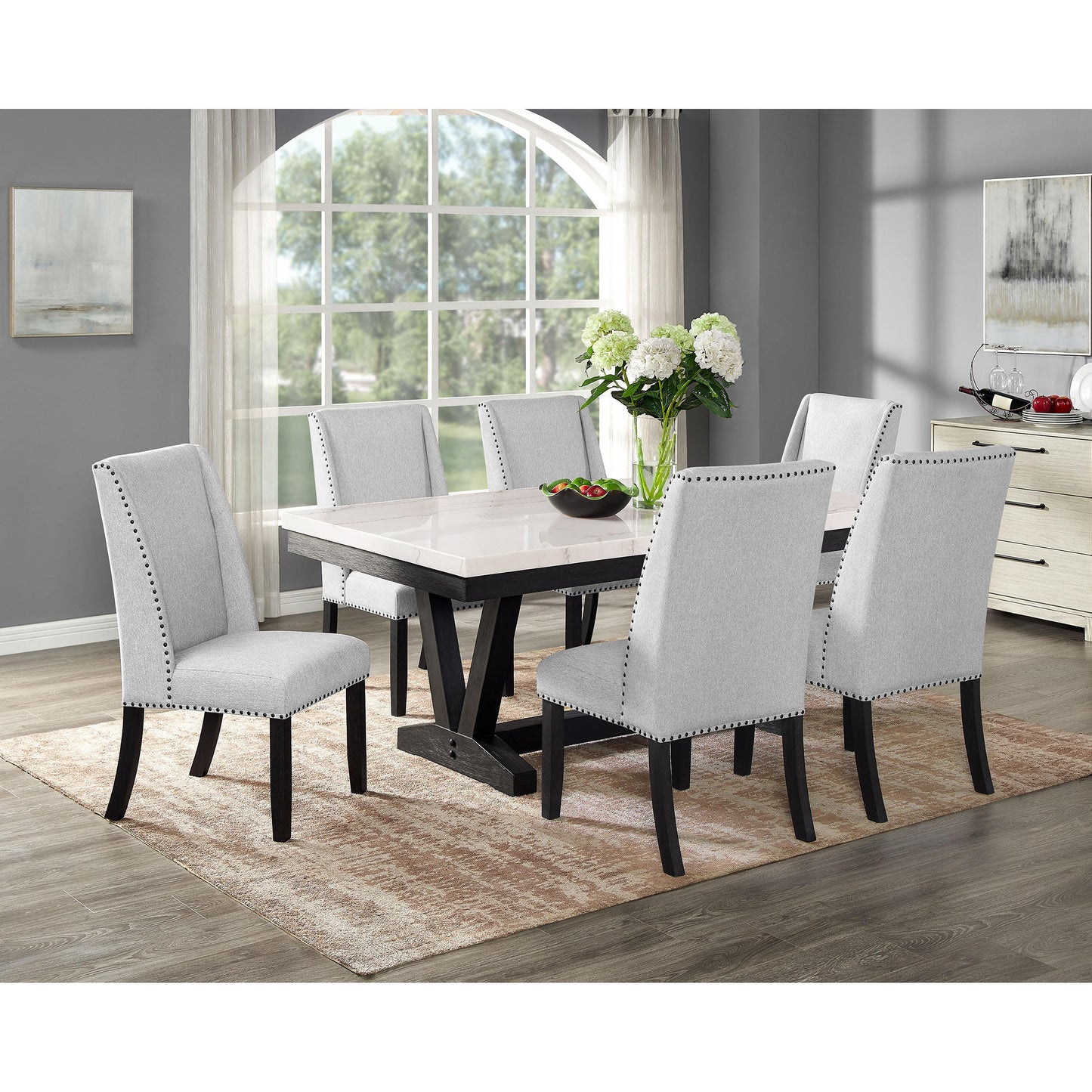 Crown Mark Varley 1320T-4272 Genuine Marble Dining Table IMAGE 6