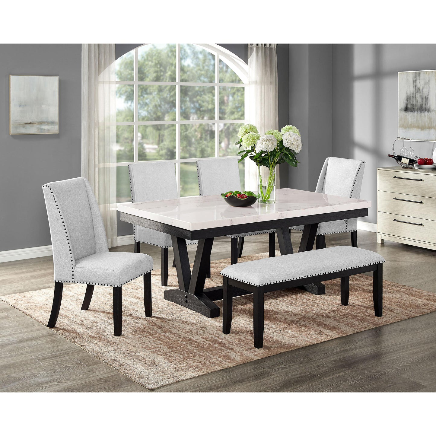 Crown Mark Varley 1320T-4272 Genuine Marble Dining Table IMAGE 7