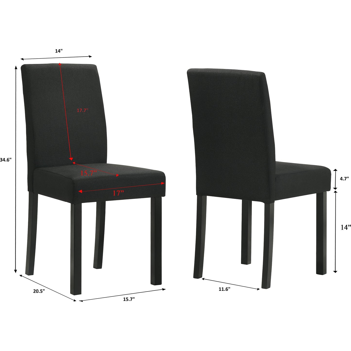 Crown Mark Resia 2120S-BK Dining Chair - Black IMAGE 2