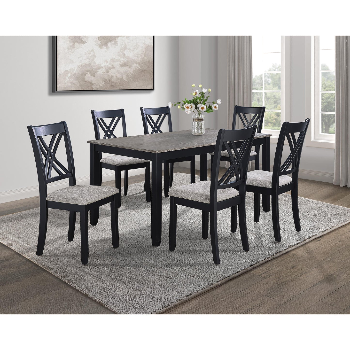 Crown Mark Eloise 2430SET-LG 7 pc Dinette - Light Grey IMAGE 1