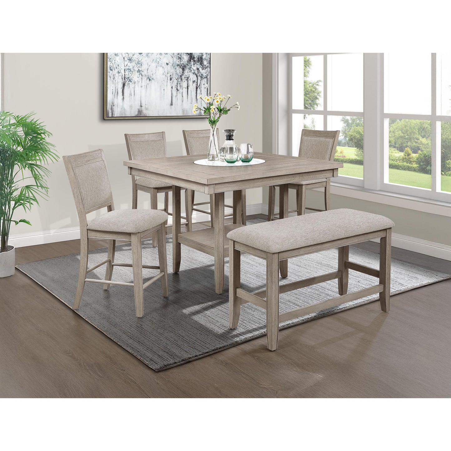 Crown Mark Fulton 2727MB-BENCH Counter Height Bench - White Oak IMAGE 2