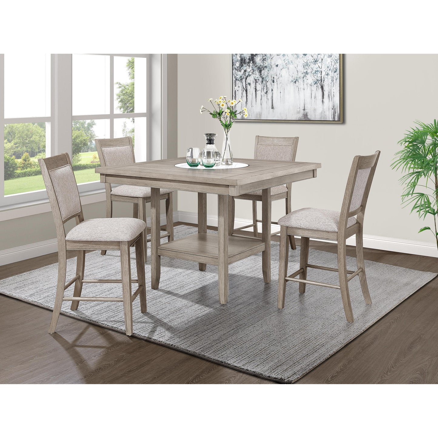 Crown Mark Fulton 2727MB-T-4848 Counter Height Dining Table - White Oak IMAGE 2