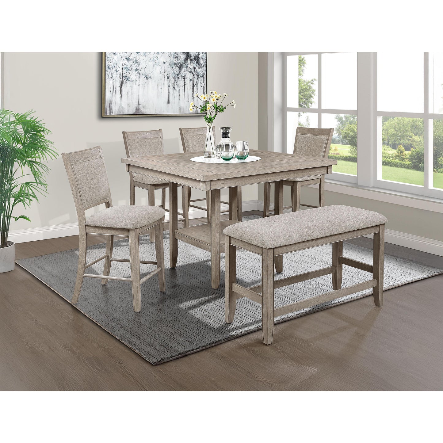 Crown Mark Fulton 2727MB-T-4848 Counter Height Dining Table - White Oak IMAGE 3