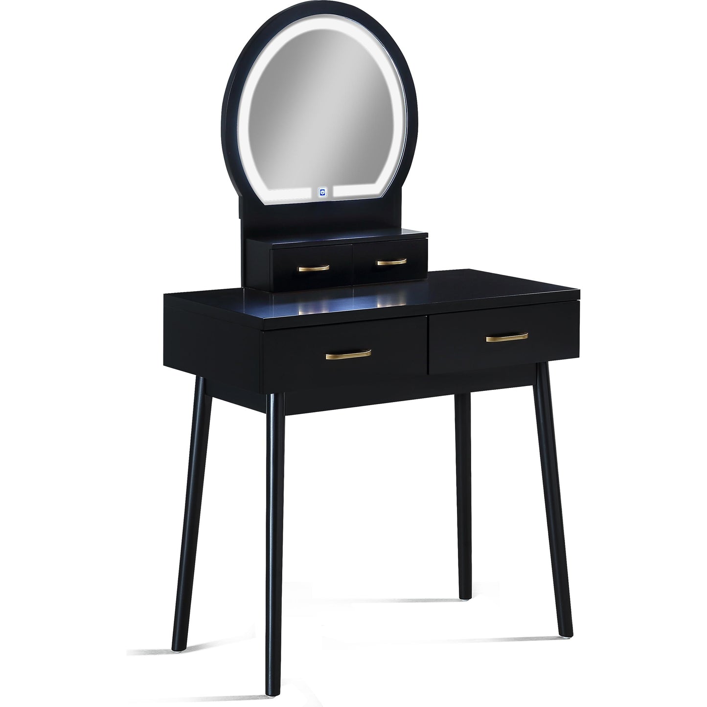 Crown Mark Cecilia 4905SET-BK Vanity Table & Stool - Black IMAGE 2