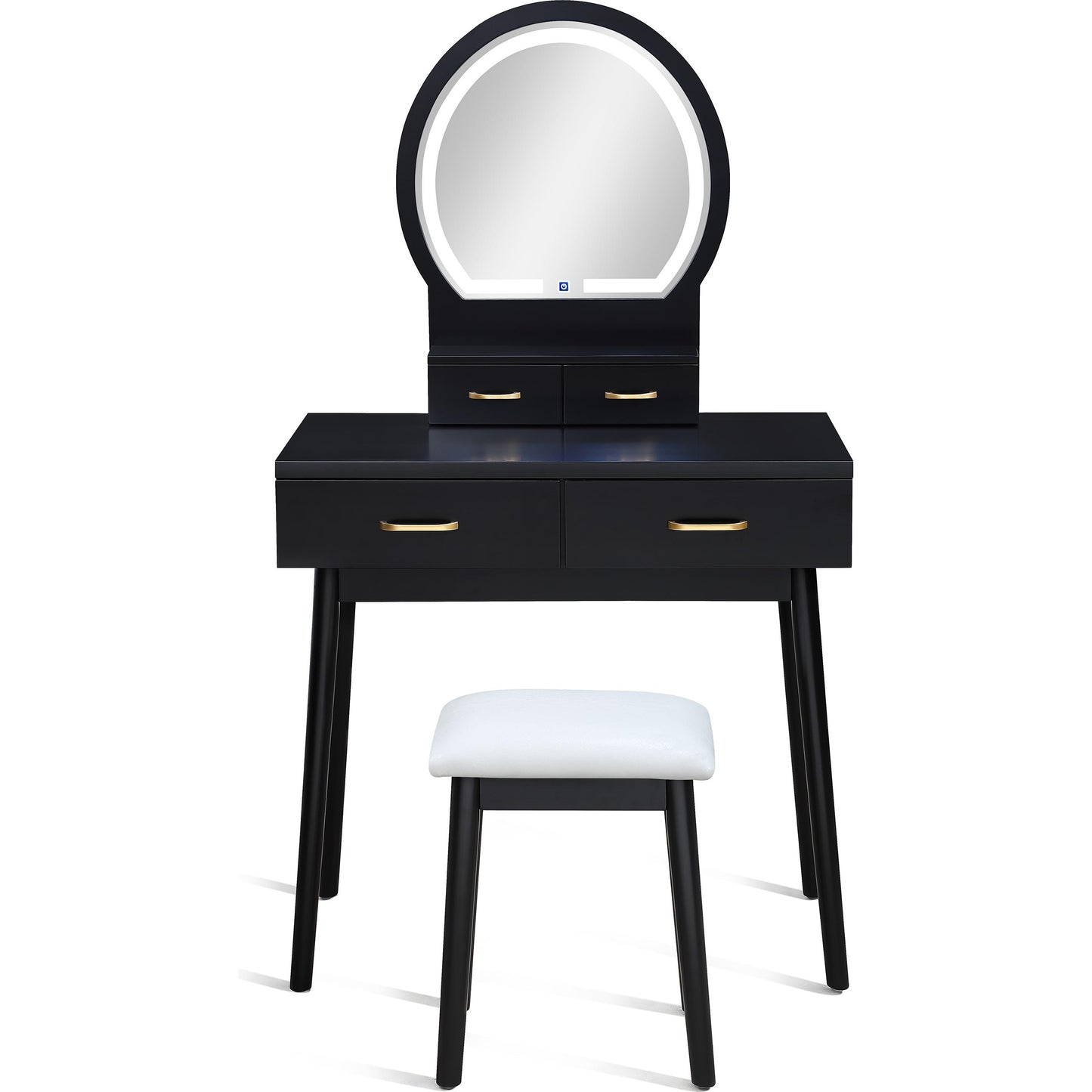 Crown Mark Cecilia 4905SET-BK Vanity Table & Stool - Black IMAGE 3