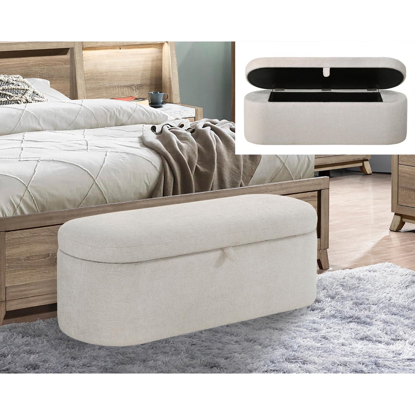 Crown Mark Philipa 4924OT-BENCH Storage Bench - Oatmeal Tweed IMAGE 5