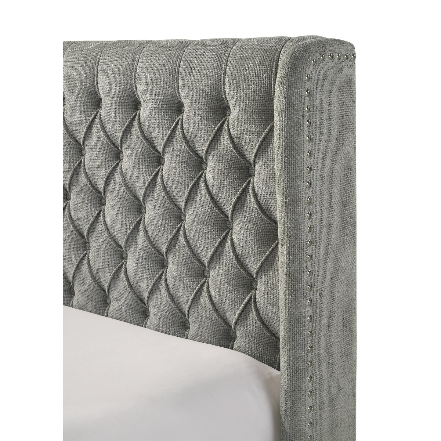 Crown Mark Daphne 5094LG-Q Queen Bed - Light Grey Tweed IMAGE 4