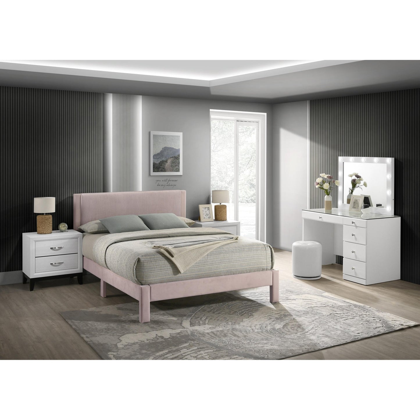 Crown Mark Lucia 5097PK-Q Queen Bed - Pink IMAGE 3