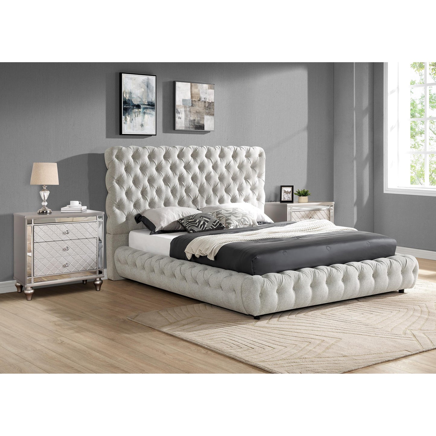 Crown Mark Flory 5112DV-Q Queen Bed - Dove IMAGE 3