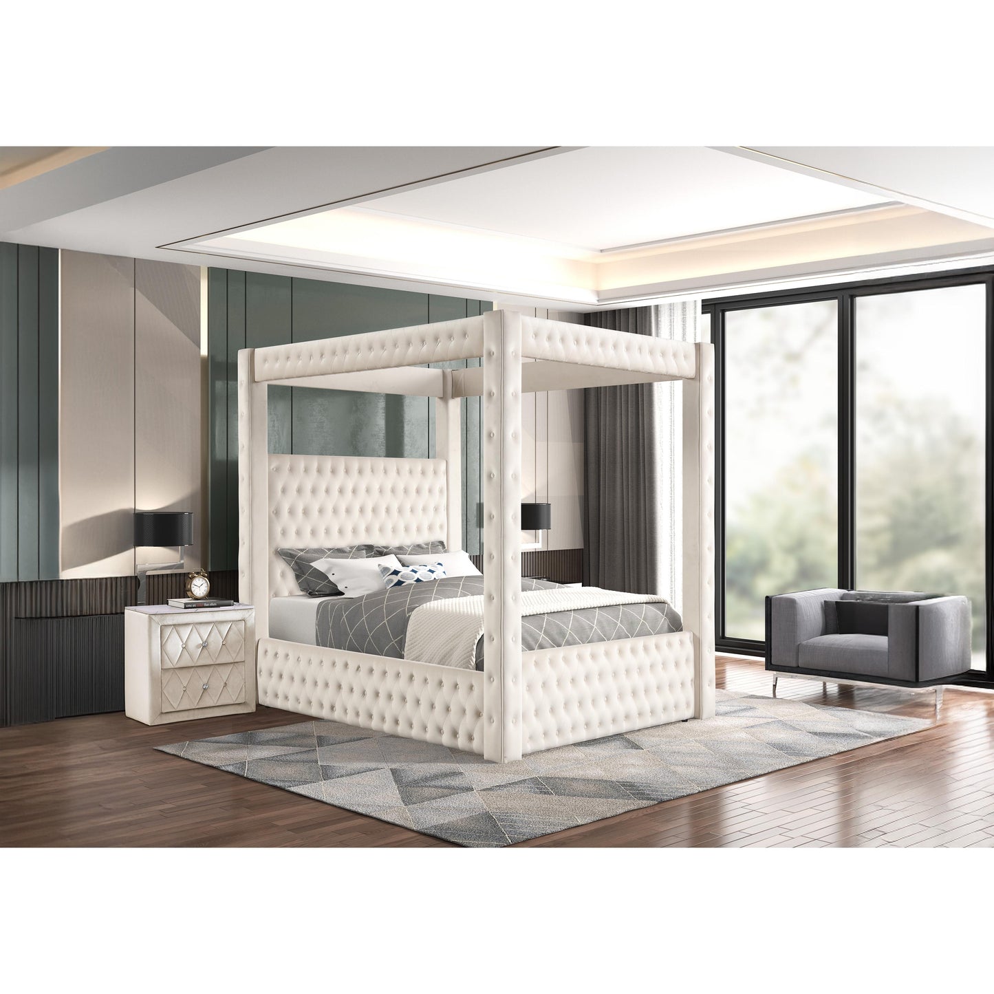 Crown Mark Annabelle 5114IV-Q Queen Canopy Bed - Ivy IMAGE 4