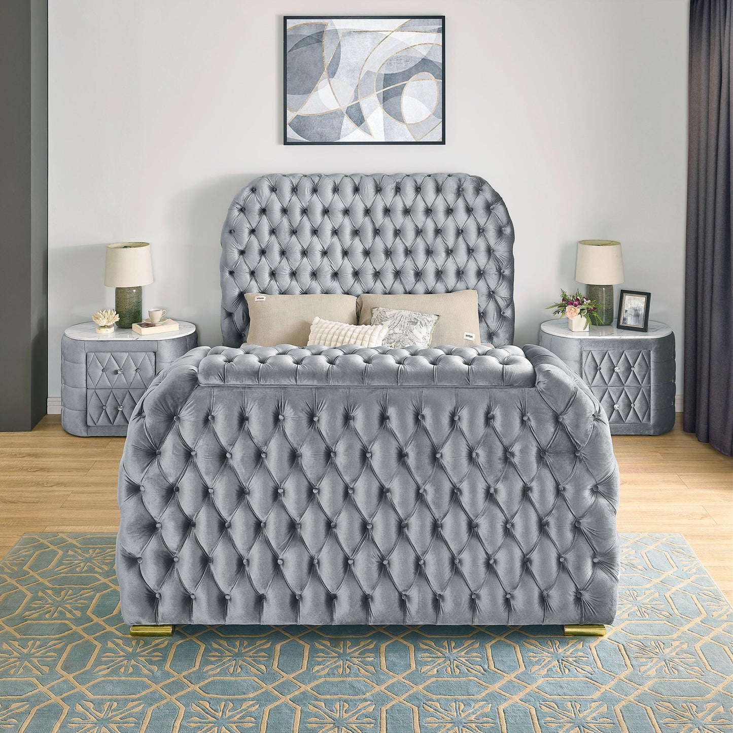 Crown Mark Natalia 5115GY-2 2-Drawer Nightstand - Grey IMAGE 3