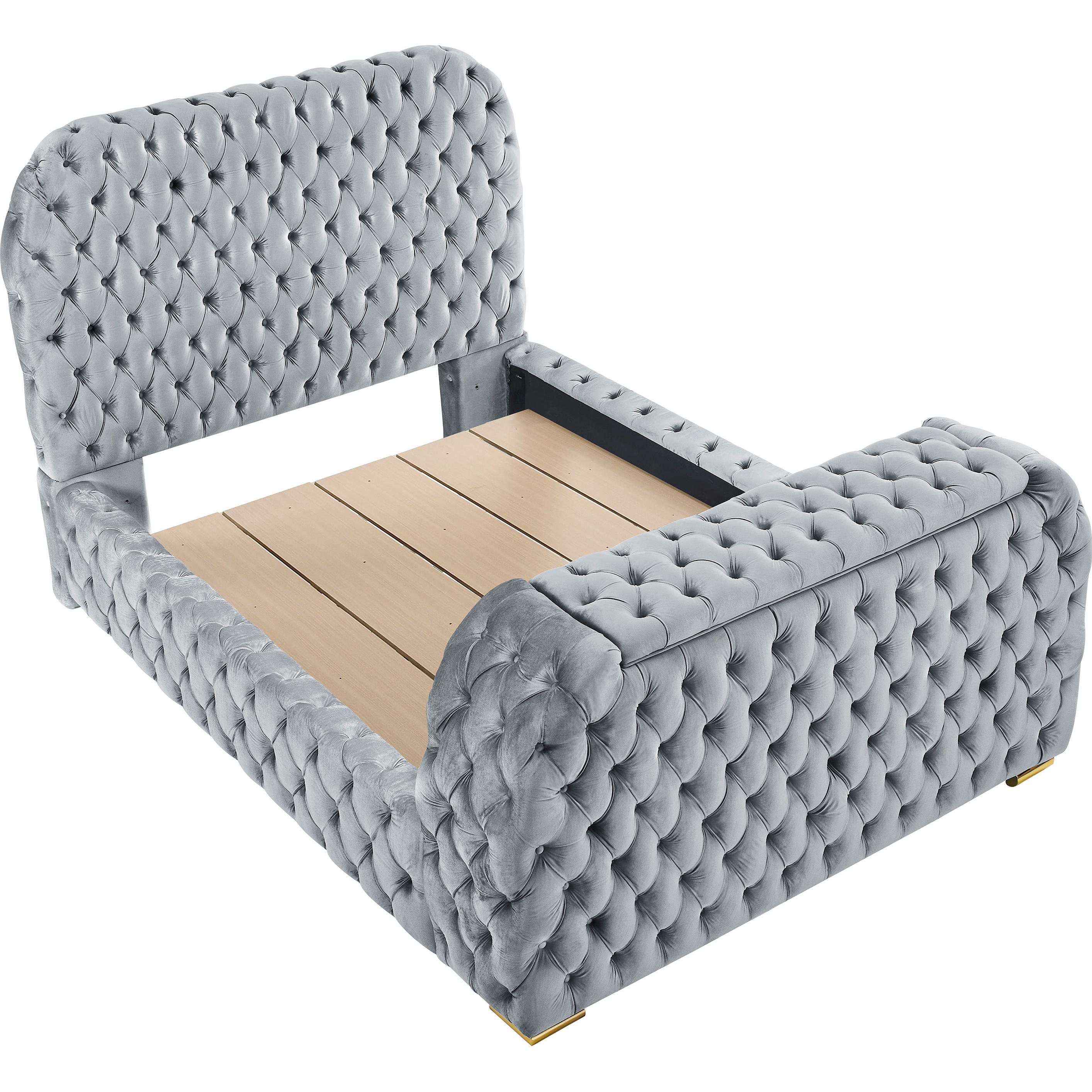 Crown Mark Natalia 5115GY-K King Bed with Fireplace and TV Lift - Grey IMAGE 1