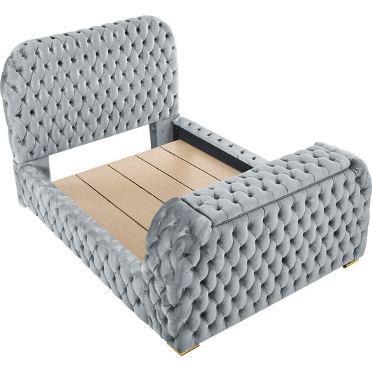 Crown Mark Natalia 5115GY-K King Bed with Fireplace and TV Lift - Grey IMAGE 1