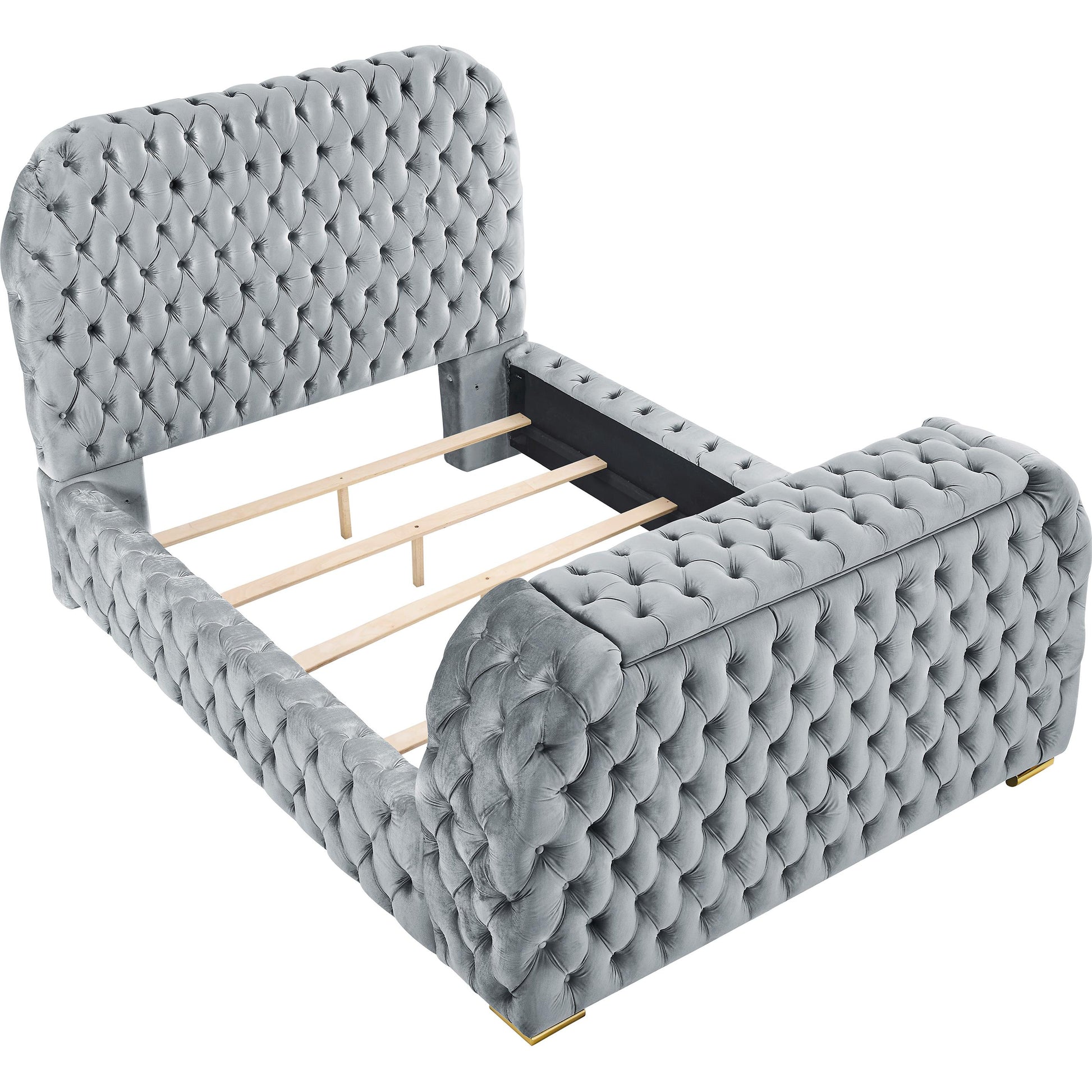 Crown Mark Natalia 5115GY-K King Bed with Fireplace and TV Lift - Grey IMAGE 2