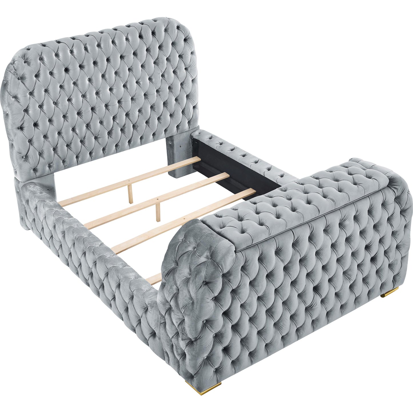 Crown Mark Natalia 5115GY-Q Queen Bed with Fireplace and TV Lift - Grey IMAGE 2