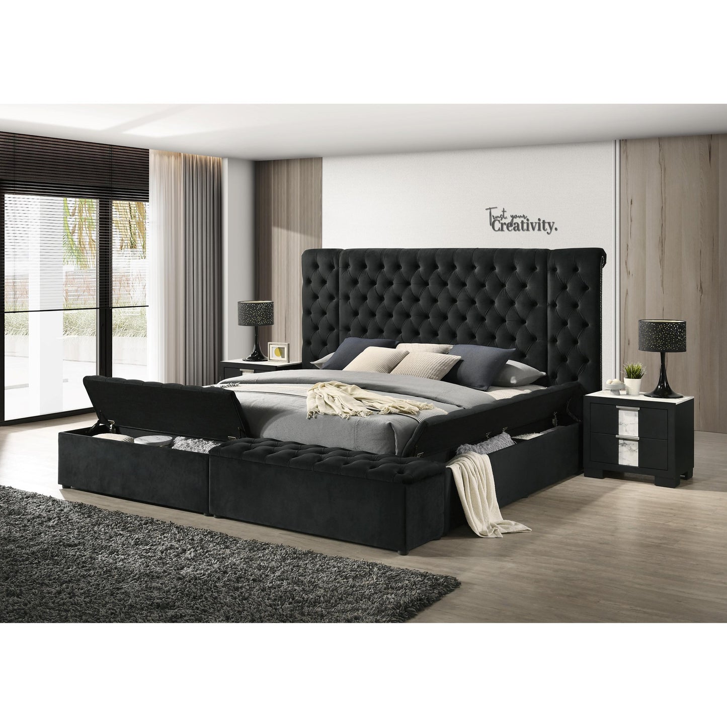 Crown Mark Liliana 5203BK-Q Queen Bed - Black IMAGE 4