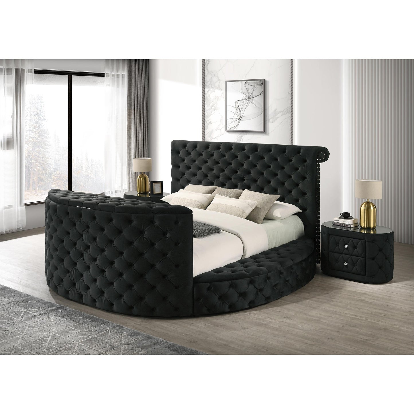 Crown Mark Voltare 5212BK-Q Queen Bed with Fireplace & TV Lift - Black IMAGE 4