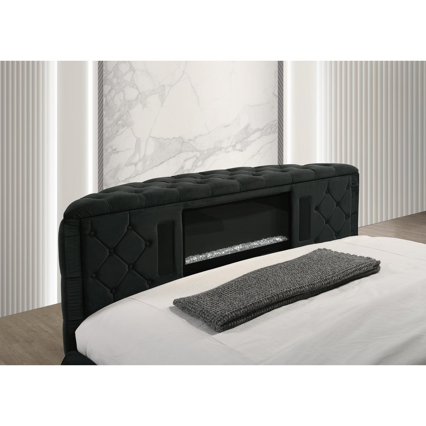 Crown Mark Voltare 5212BK-Q Queen Bed with Fireplace & TV Lift - Black IMAGE 6