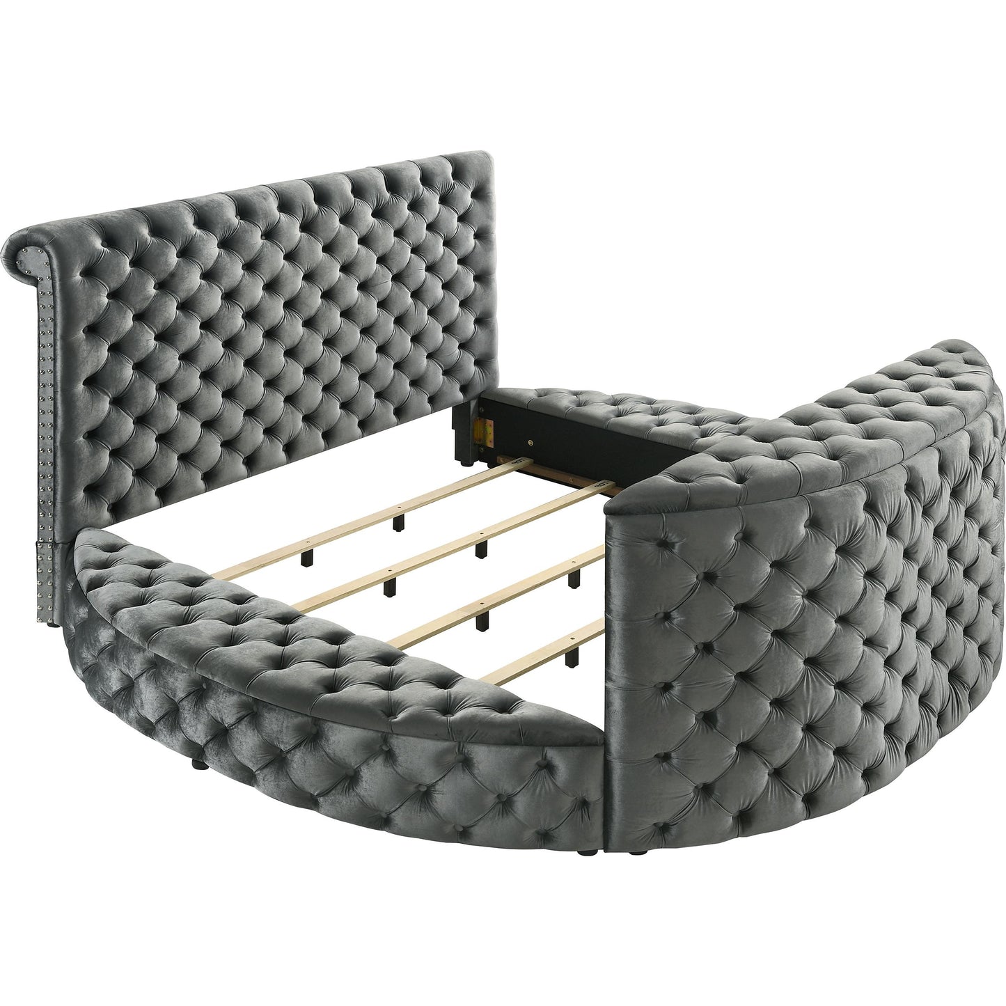 Crown Mark Voltare 5212GY-K King Bed with Fireplace & TV Lift - Grey IMAGE 3