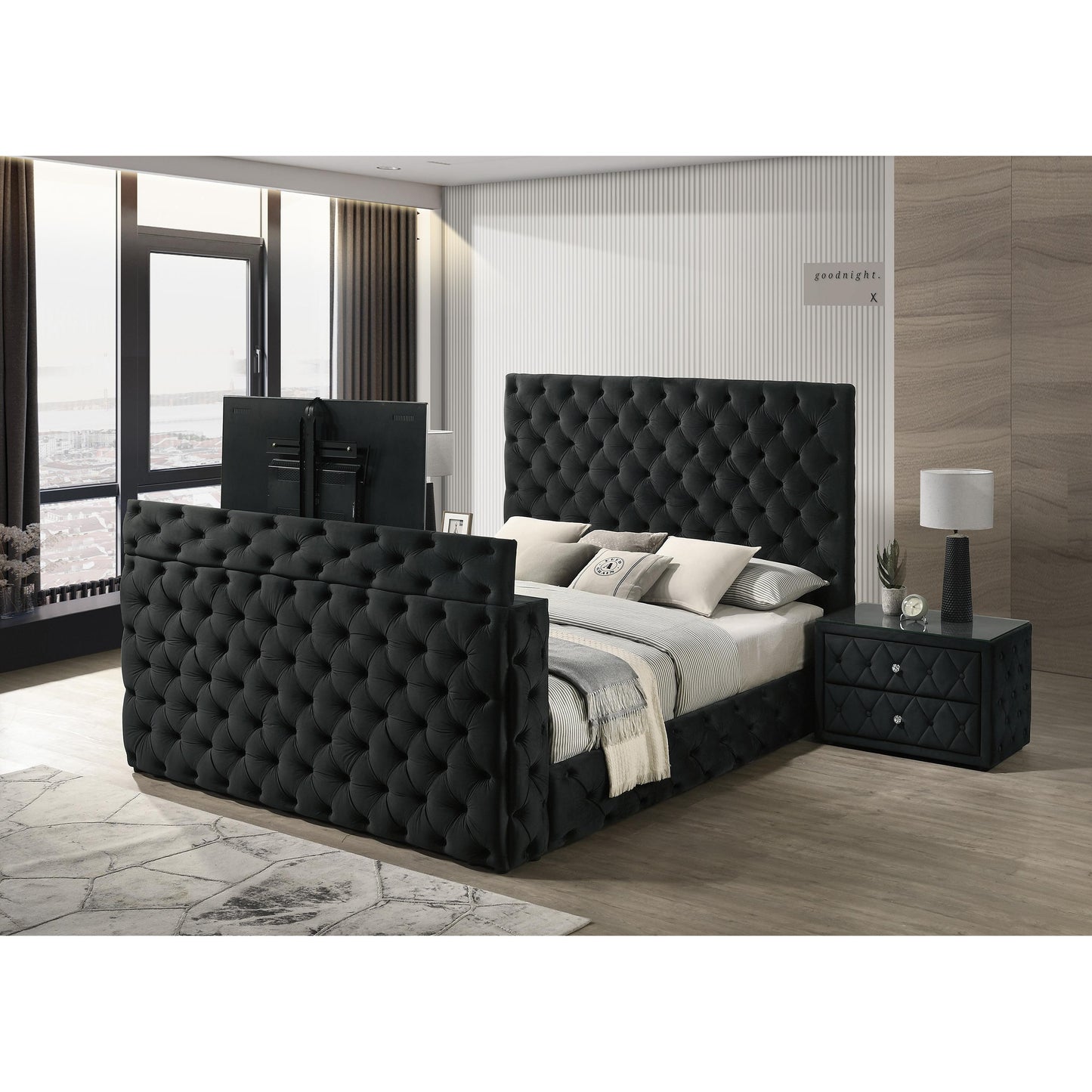 Crown Mark Josephine 5213BK-Q Queen Bed with TV Lift IMAGE 5