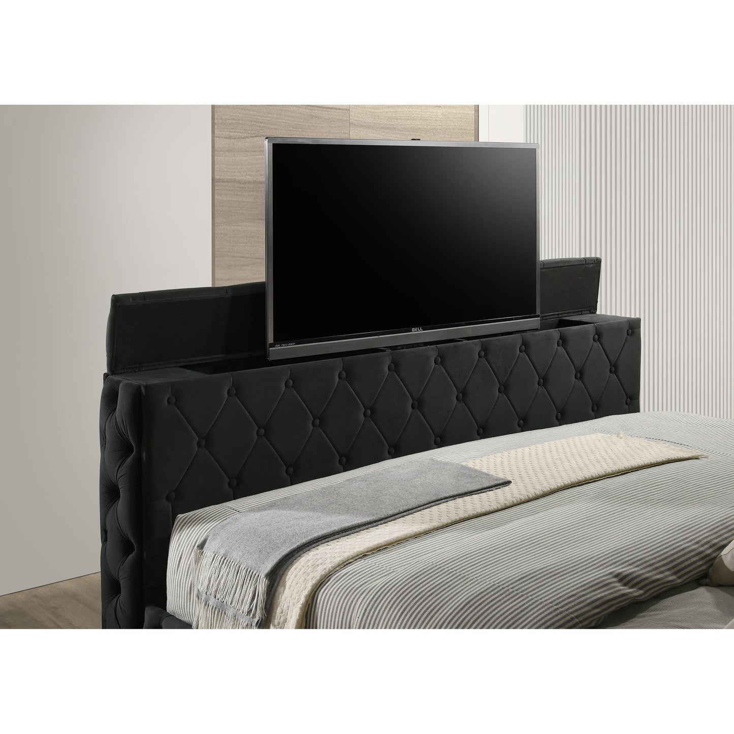 Crown Mark Josephine 5213BK-Q Queen Bed with TV Lift IMAGE 7