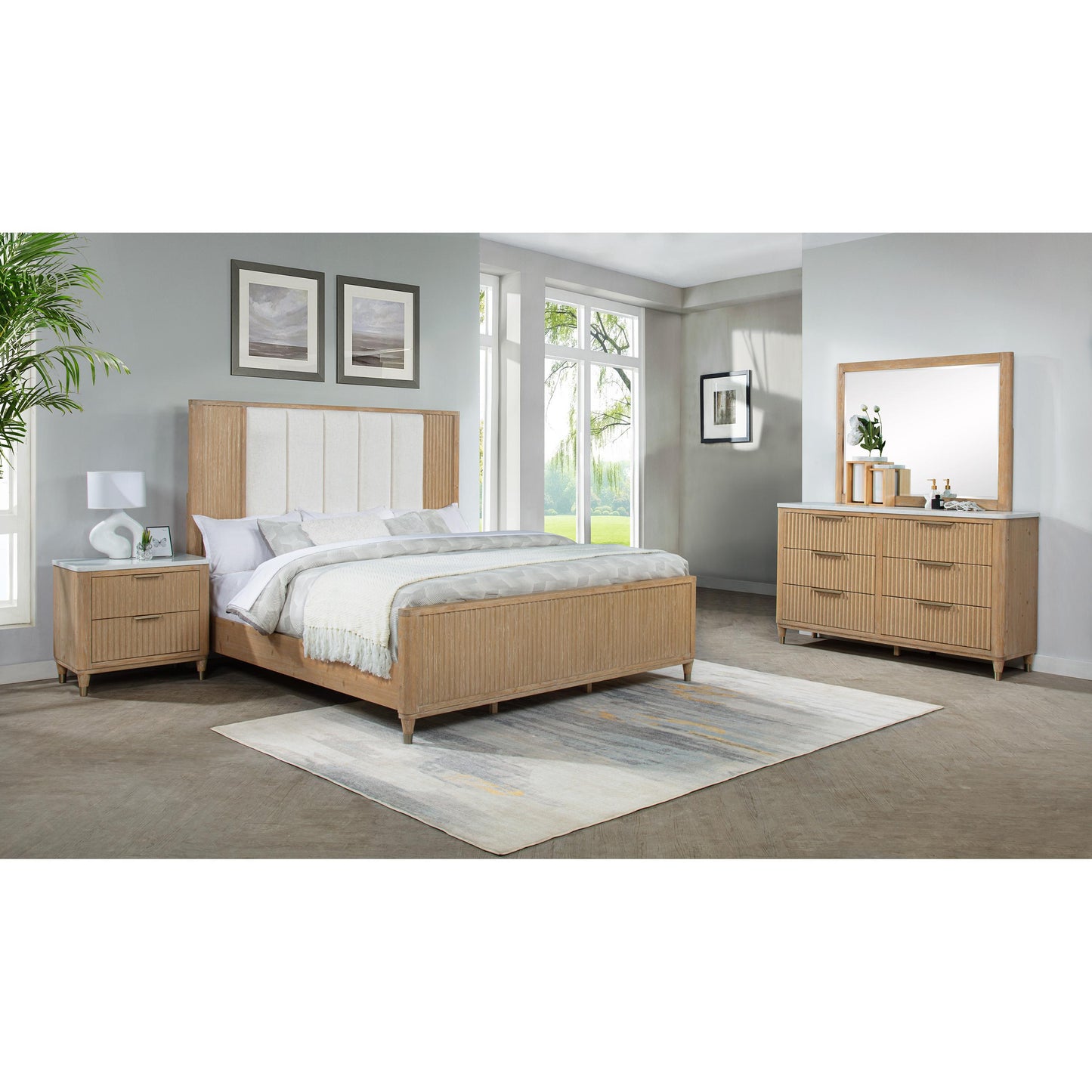 Crown Mark Kara B1450-2 Nightstand - Cerused Natural IMAGE 4