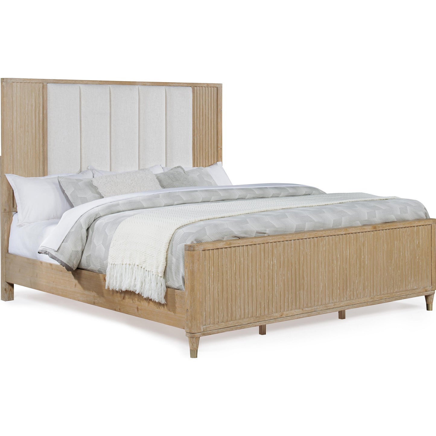 Crown Mark Kara B1450-Q Queen Bed - Cerused Natural IMAGE 1