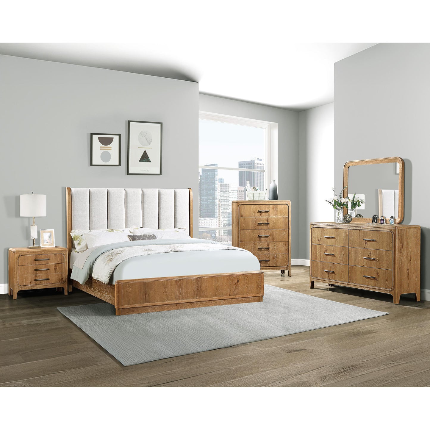 Crown Mark Westcott B1500-K King Bed - Cerused Natural IMAGE 3