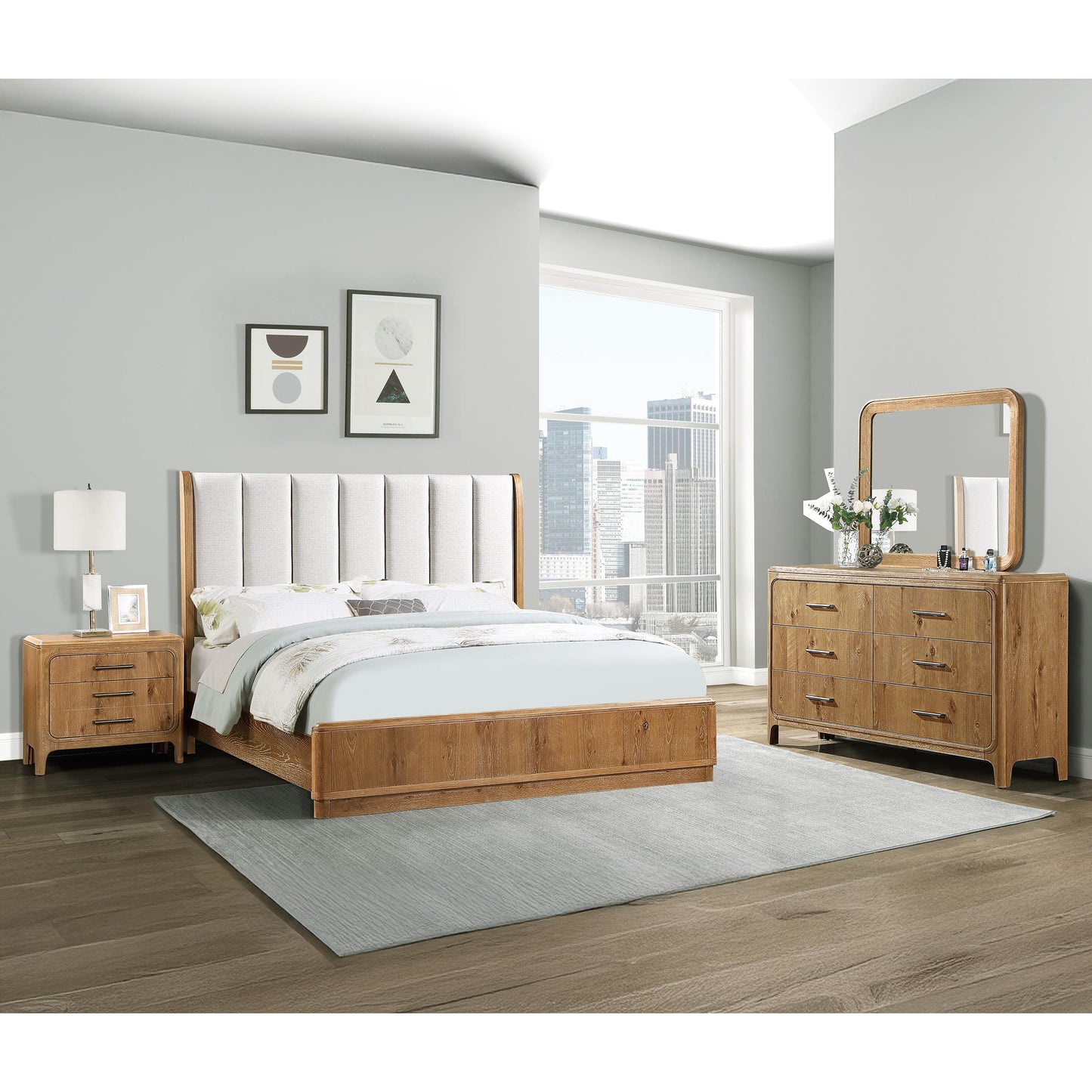 Crown Mark Westcott B1500-K King Bed - Cerused Natural IMAGE 4
