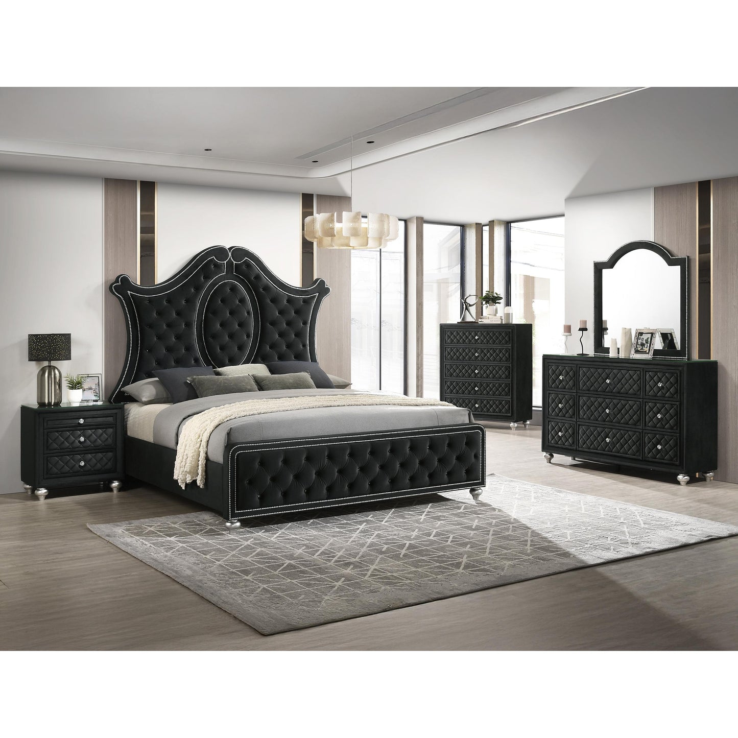 Crown Mark Cameo B2180-2 Nightstand - Black IMAGE 2