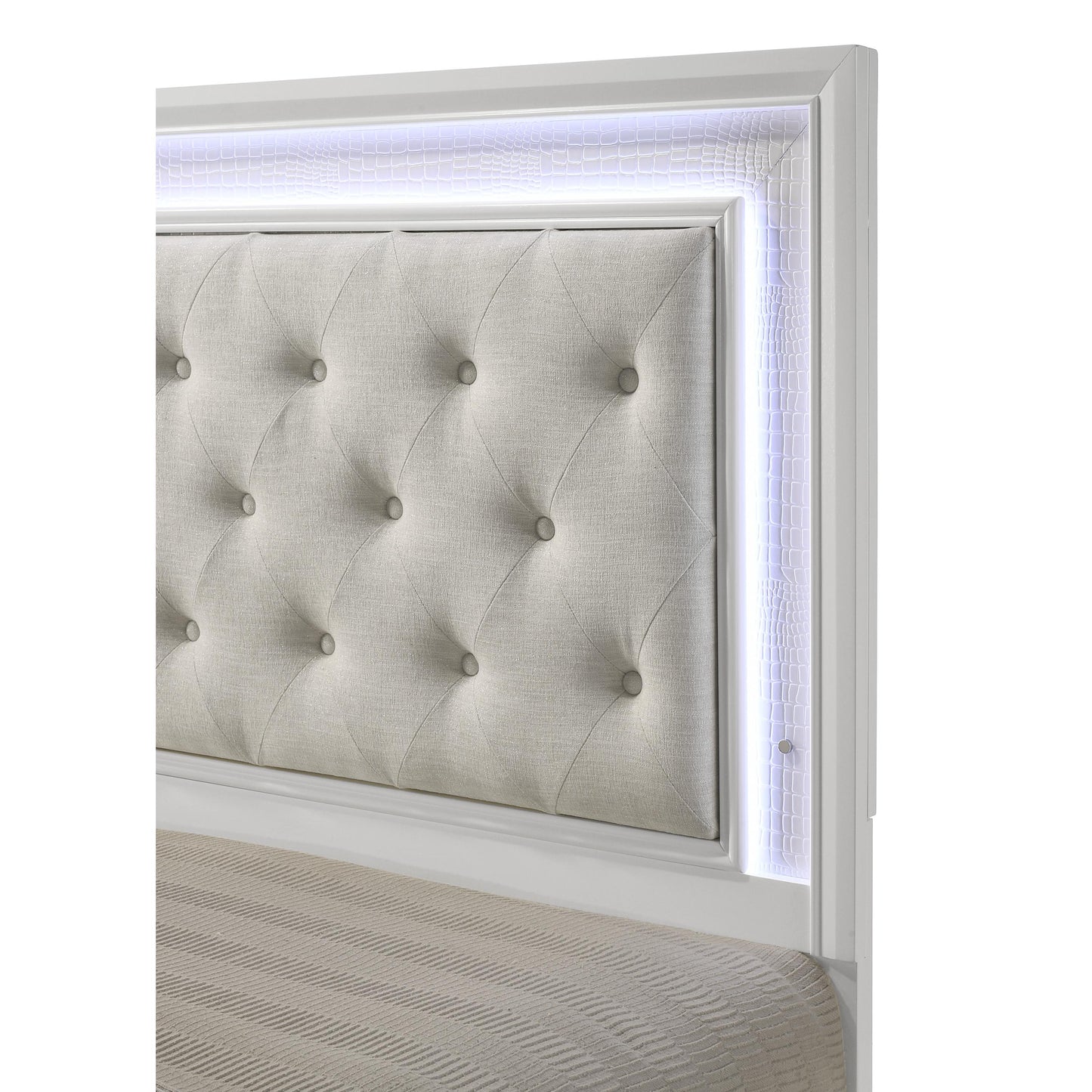 Crown Mark Lyssa B4312-K King Bed with LED - Oat/Frost IMAGE 5