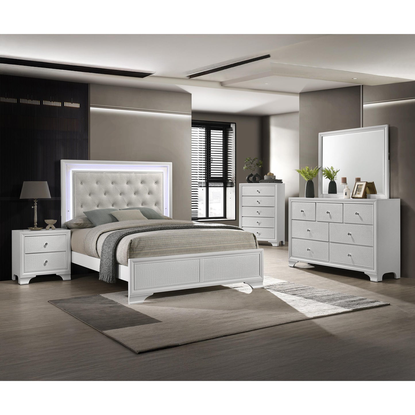Crown Mark Lyssa B4312-F Full Bed with LED - Oat/Frost IMAGE 3