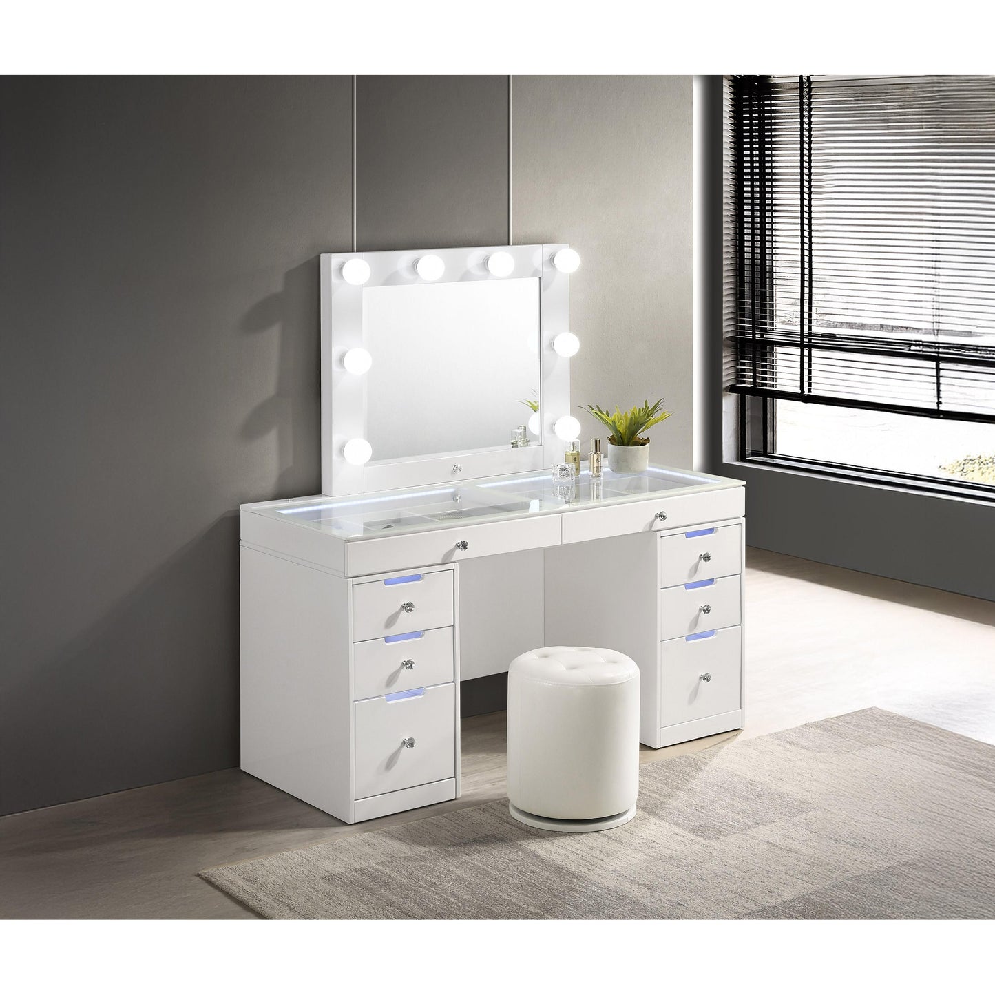 Crown Mark Luxo B4852WHSET Vanity Set - White IMAGE 3