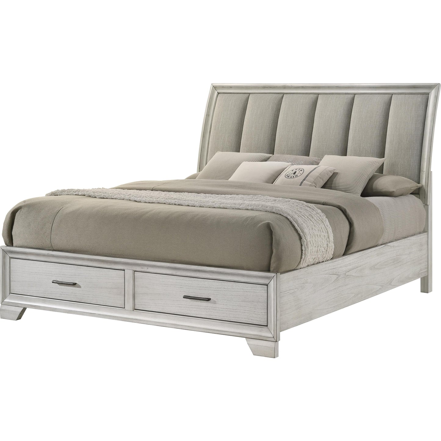 Crown Mark Jaymes B6582-Q Queen Storage Bed - White Mist IMAGE 1