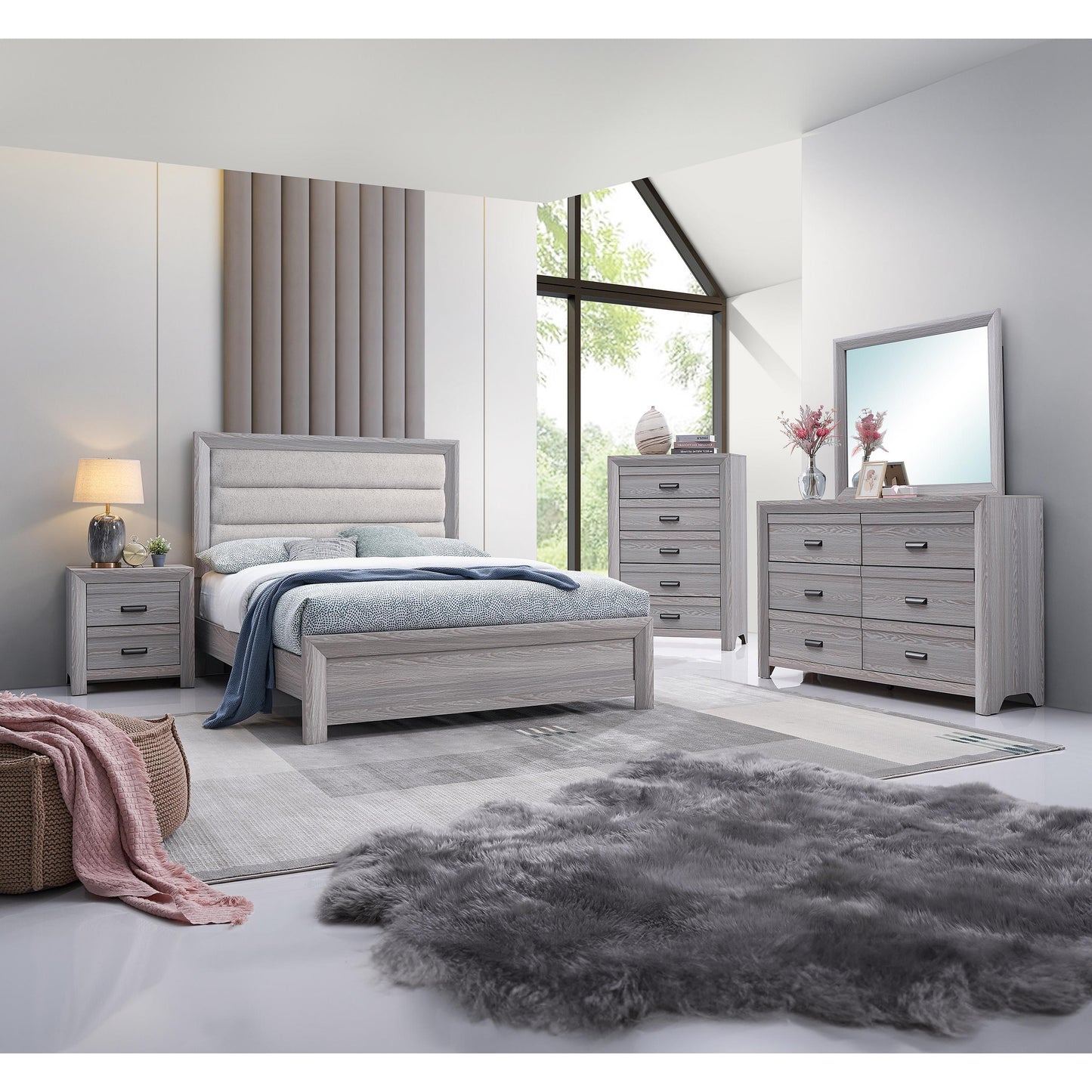 Crown Mark Adelaide B6712-Q Queen Upholstered Bed - Driftwood IMAGE 4