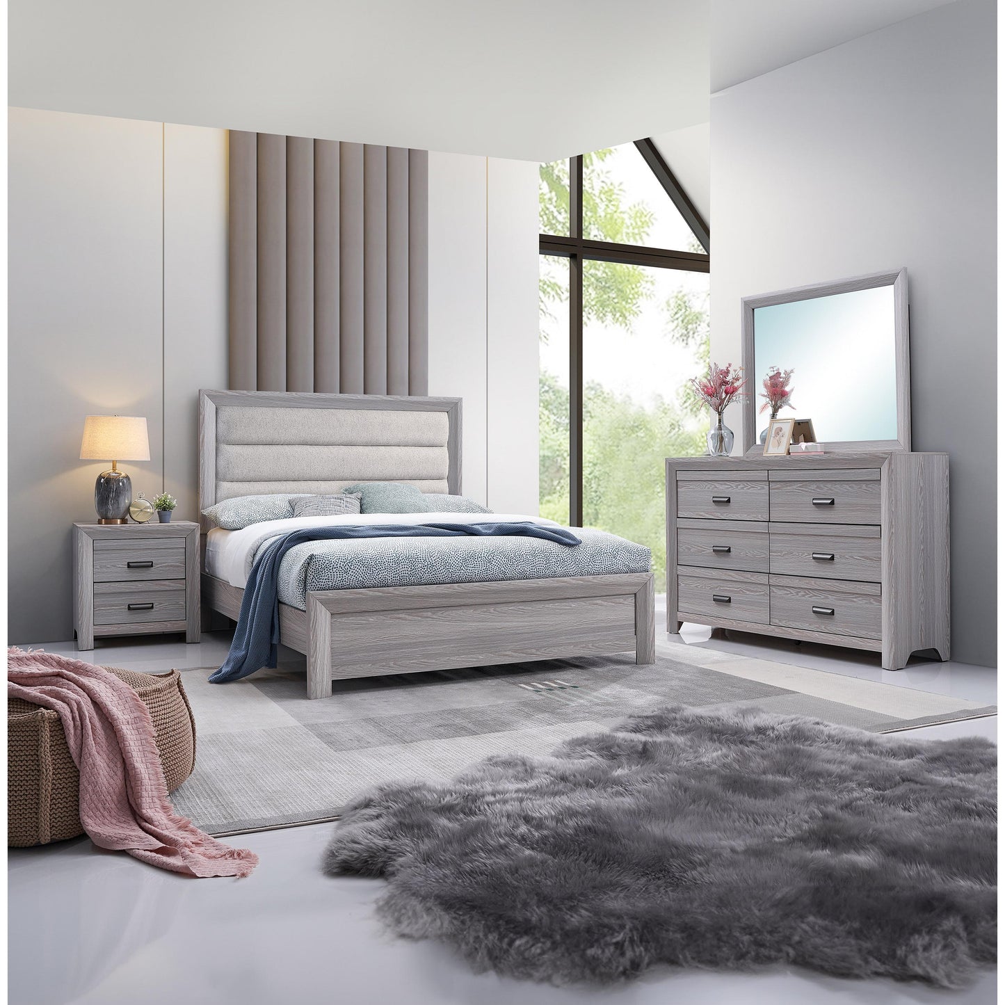 Crown Mark Adelaide B6710-F Full Upholstered Bed - Driftwood IMAGE 3